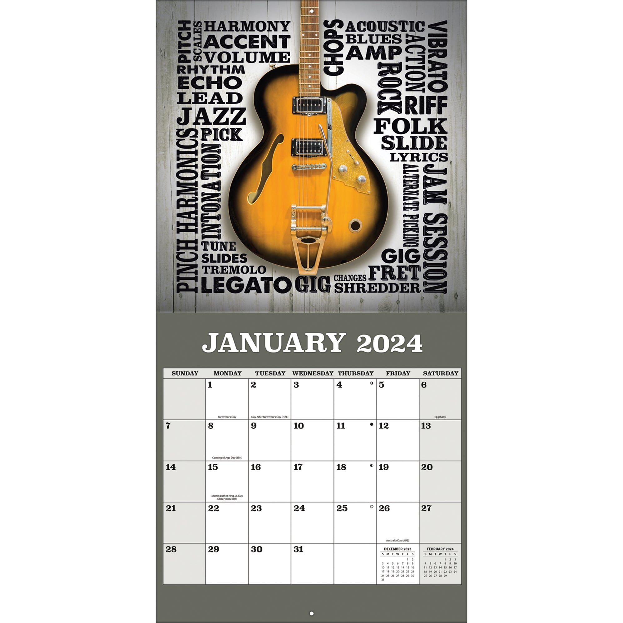 2024 Guitars Mini Wall Calendar — Calendar Club