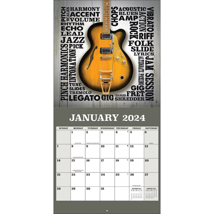 2024 Guitars Mini Wall Calendar