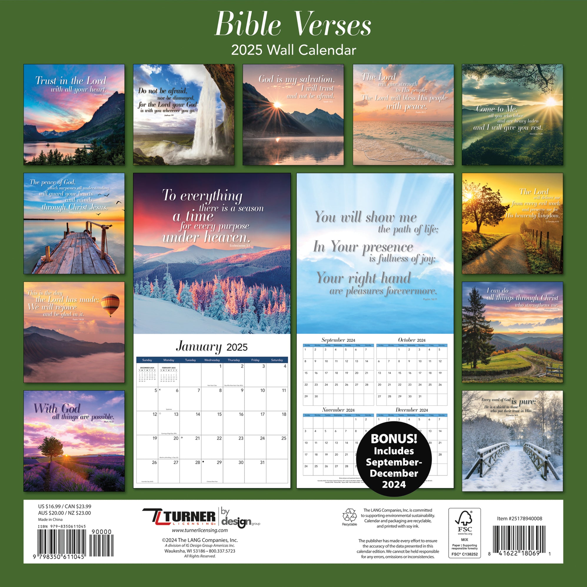 Calendar Club 2025 Bible Verses Wall Calendar