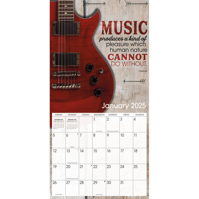 2025 Guitars Mini Wall Calendar