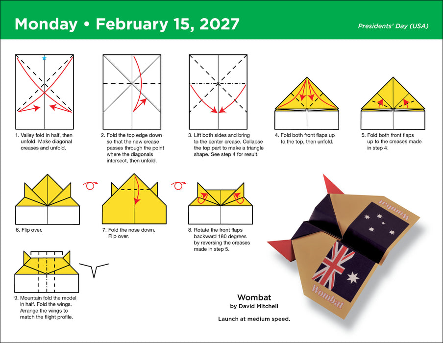 Paper Airplane Fold-a-Day 2027 Page-A-Day Calendar