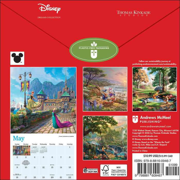 Disney Dream Thomas Kinkade 2027 Mini Wall Calendar