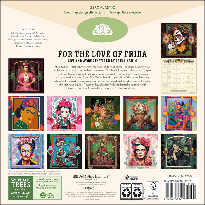 For the Love of Frida 2027 Square Wall Calendar