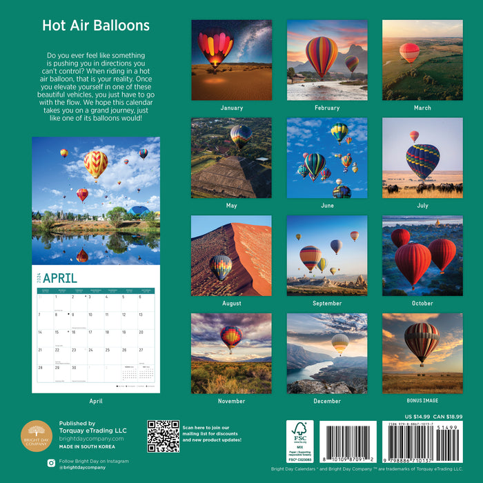 2024 Hot Air Balloons Wall Calendar