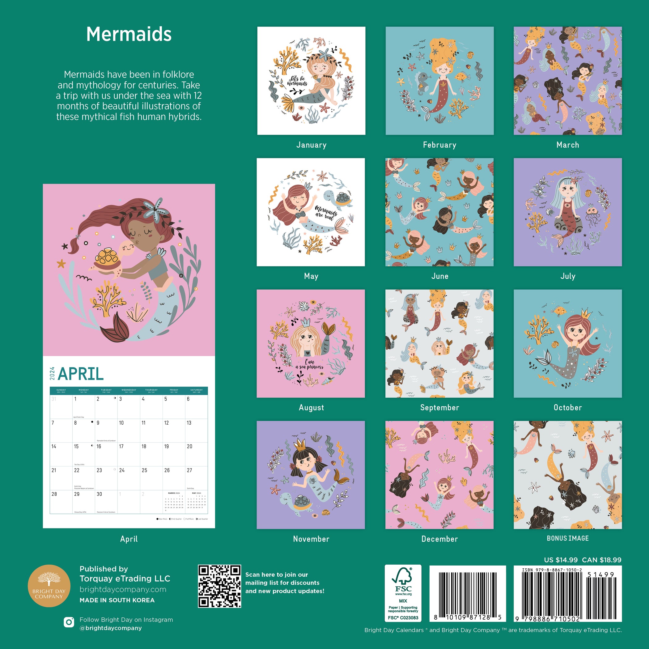 2024 Mermaids Wall Calendar — Calendar Club