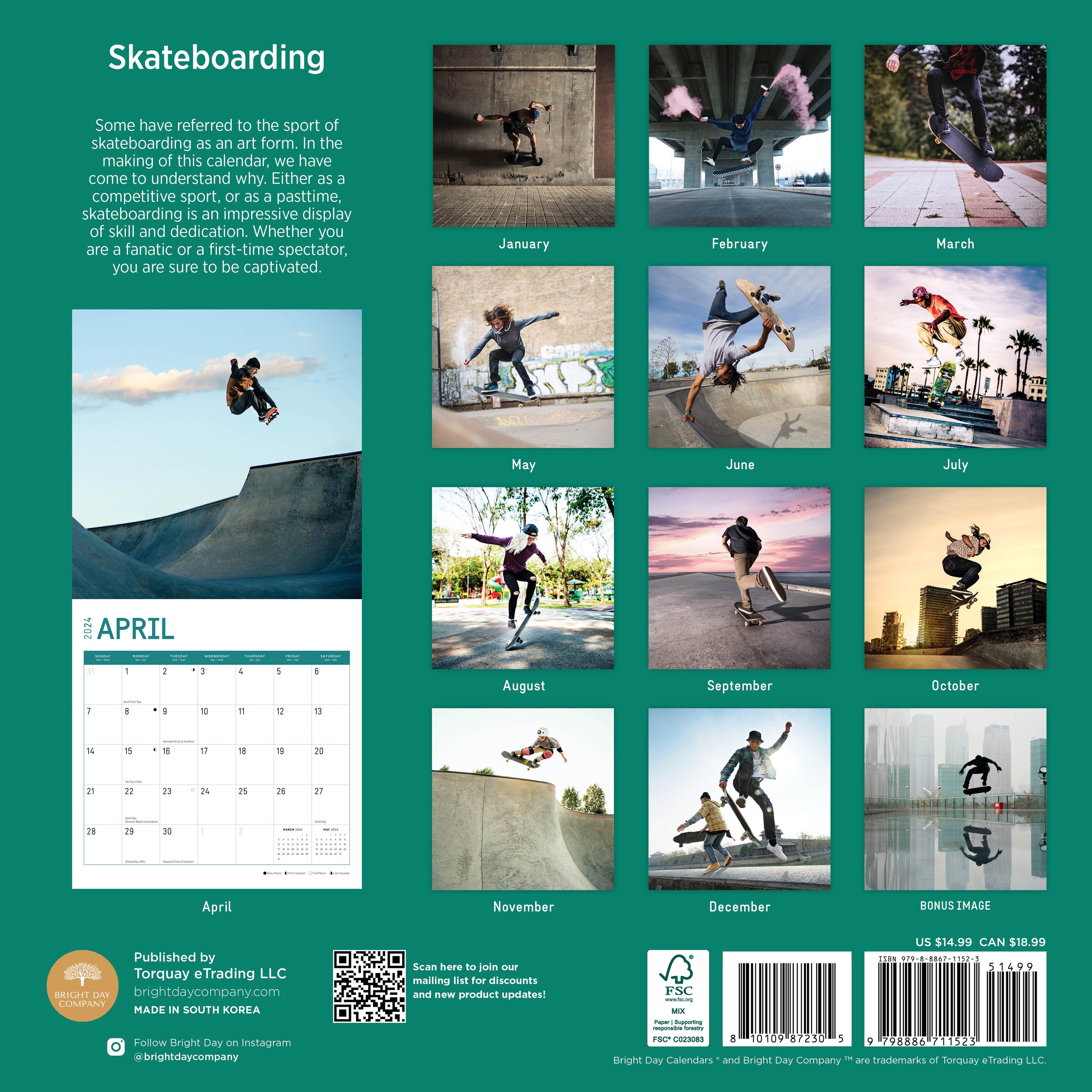 2024 Skateboard Wall Calendar — Calendar Club