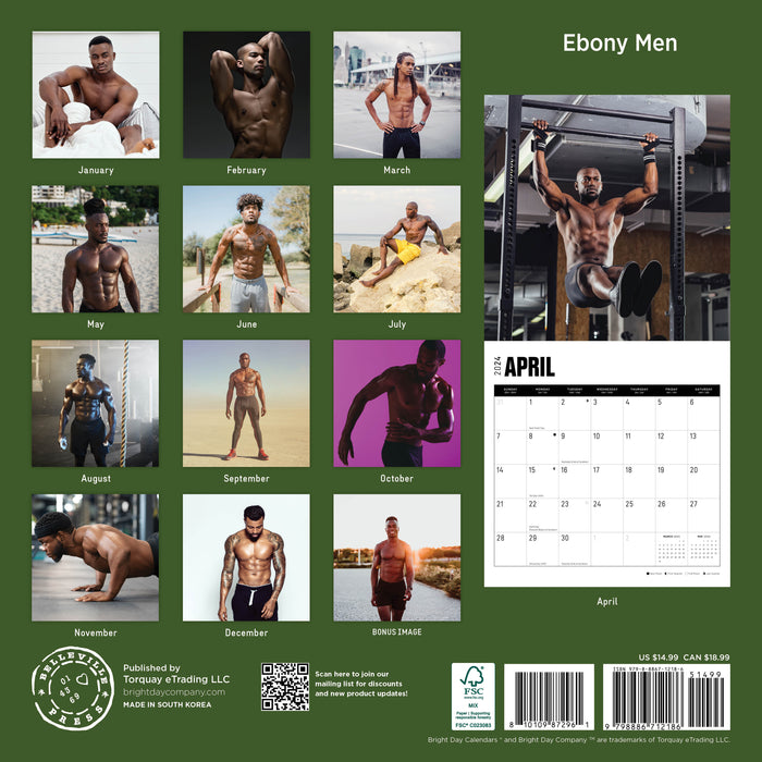 2024 Ebony Men Wall Calendar