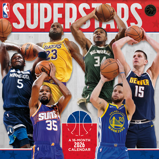 NBA Superstars 2026 Square Wall Calendar