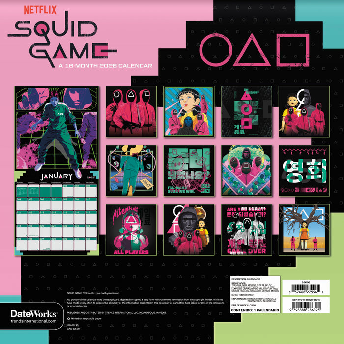 Squid Games 2026 Square Wall Calendar