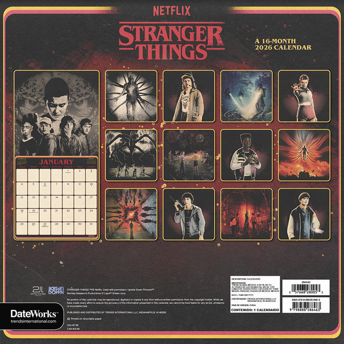 Stranger Things 2026 Square Wall Calendar