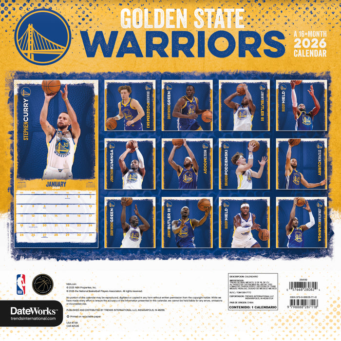 Golden State Warriors Exclusive 2026 Square Wall Calendar