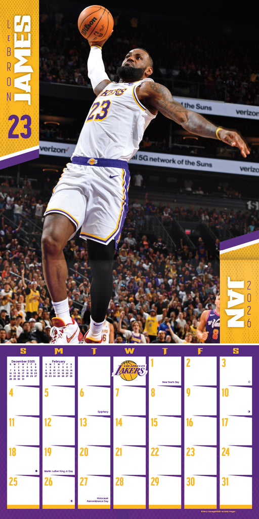NBA Dunks 2026 Square Wall Calendar