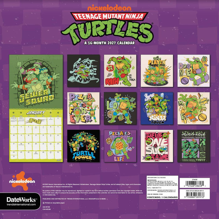 Teenage Mutant Ninja Turtles 2027 Square Wall Calendar