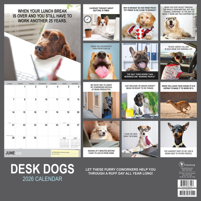 Desk Dogs 2026 Square Wall Calendar