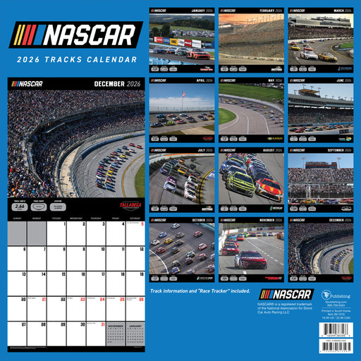 Nascar Tracks 2026 Square Wall Calendar