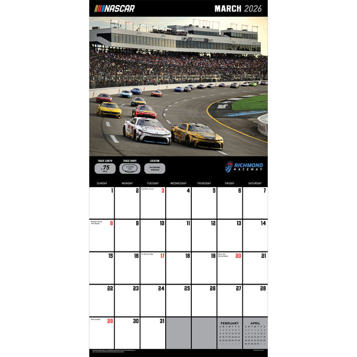 Nascar Tracks 2026 Square Wall Calendar