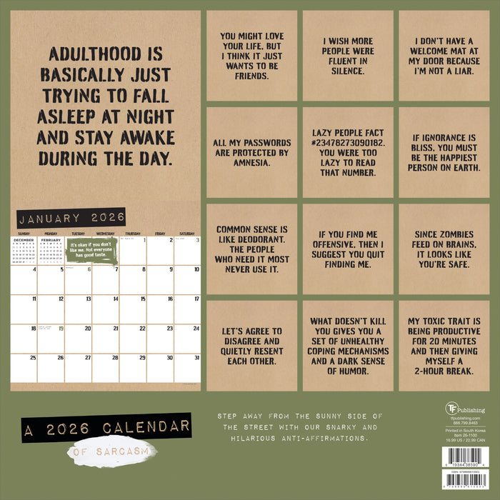 Anti Affirmations 2026 Square Wall Calendar