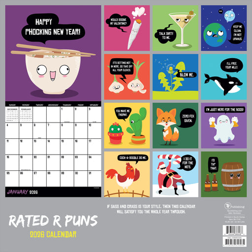 Rated R Puns 2026 Square Wall Calendar