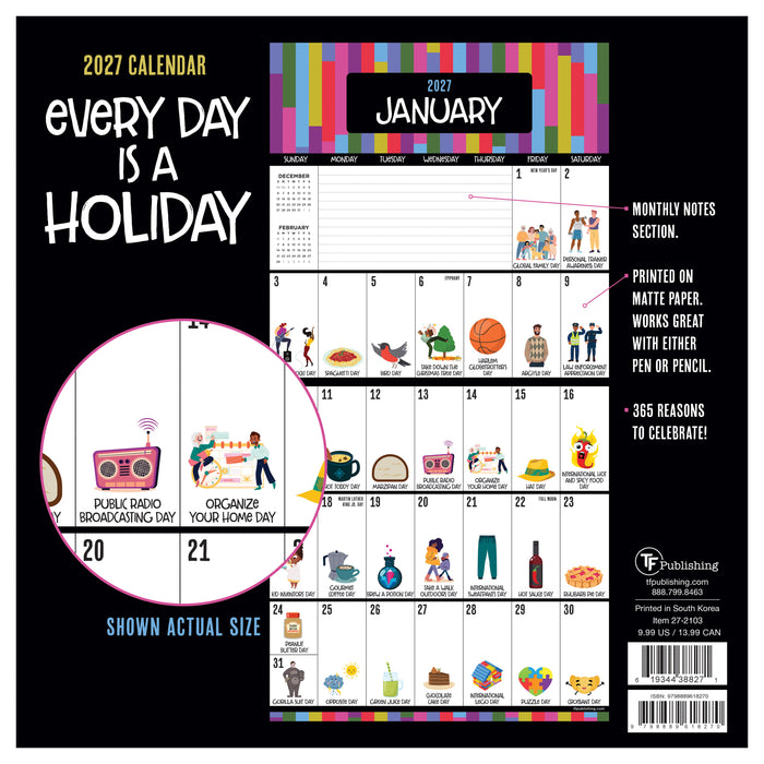 Every Day's A Holiday 2027 Mini Wall Calendar