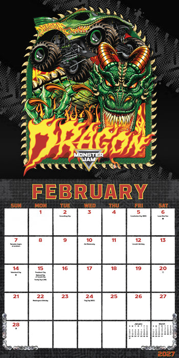 Monster Jam 2027 Square Wall Calendar