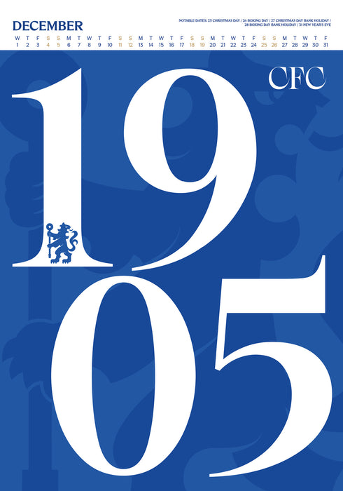 Chelsea Football Club Deluxe 2027 A3 Wall Calendar