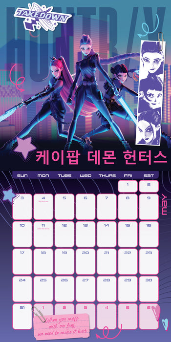K Pop Demon Hunters 2026 Square Wall Calendar