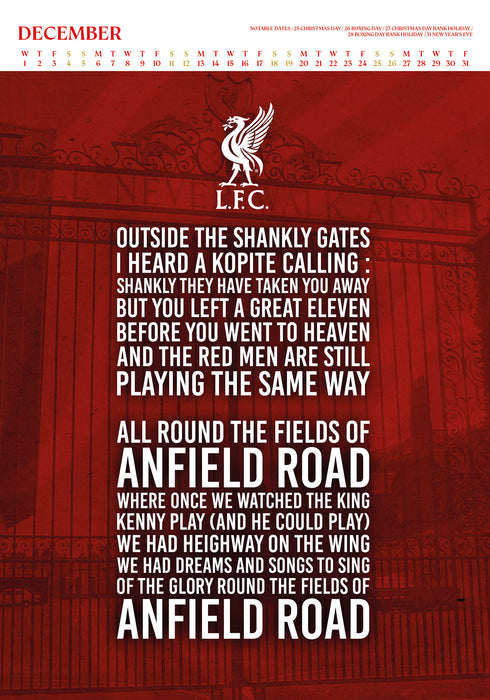 Liverpool Football Club Deluxe 2027 A3 Wall Calendar