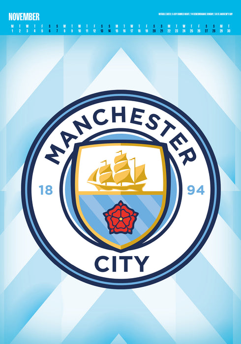 Manchester City Football Club Deluxe 2027 A3 Wall Calendar