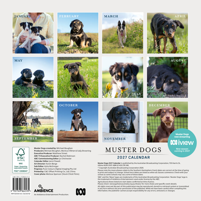 Muster Dogs 2027 Square Wall Calendar